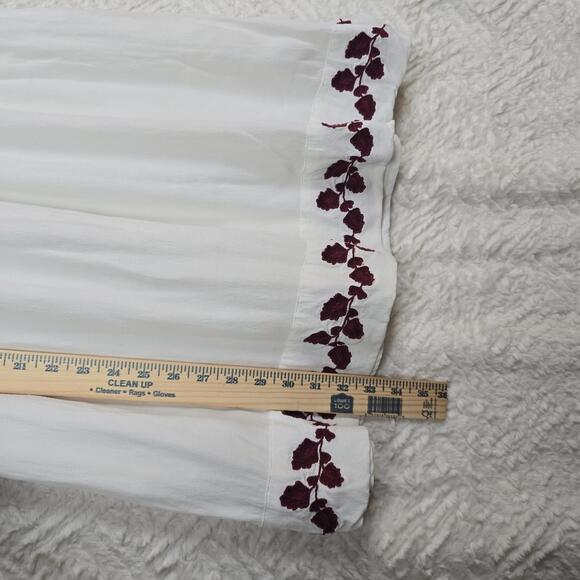 Lucky Brand Hanna shift White Dress with Burgundy Floral Embroidery, Size M - Picture 7 of 9